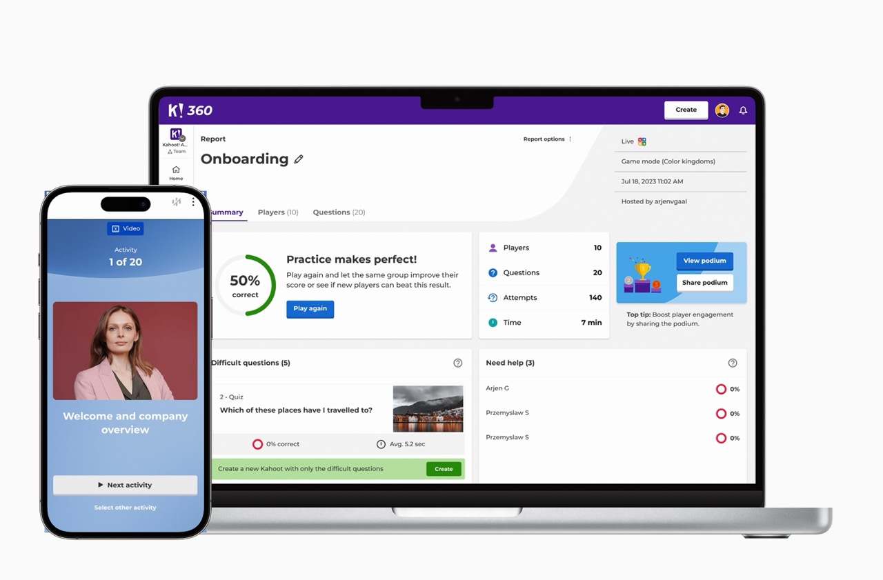 Onboarding dashboard screenshot from Kahoot!