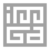 A square, grayscale logo featuring a complex geometric maze pattern. The lines of the maze are arranged to subtly form the stylized letters 