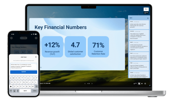Presentation mode shown on mobile and laptop device