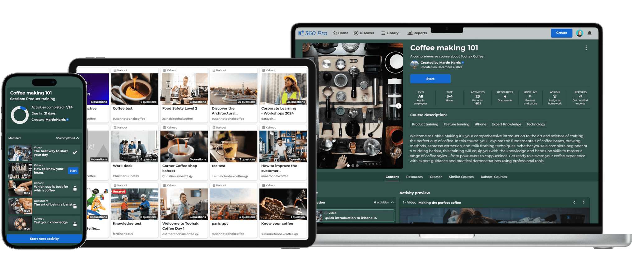 Display showing Kahoot! for trainings