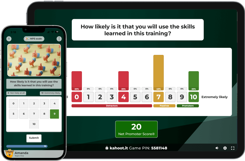 NPS Scale question screenshot shown on mobile and tablet device