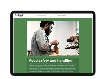 Tablet screen showing a course editor for 
