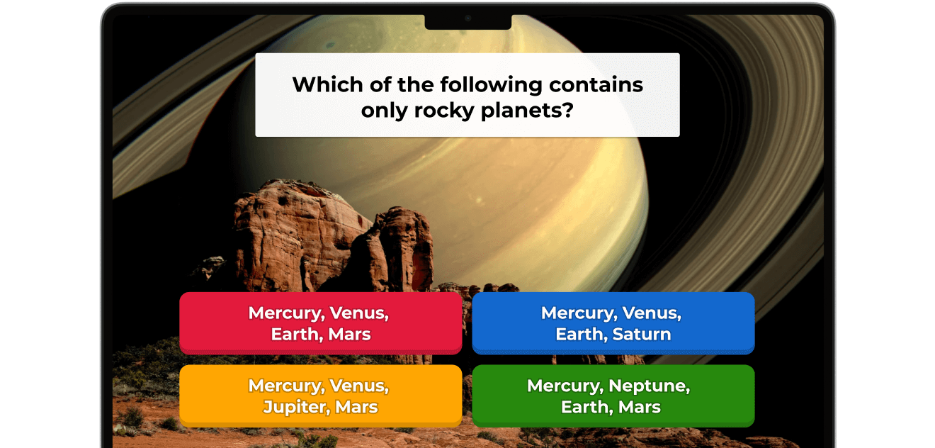 Kahoot answer screen on Macbook