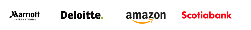 logos of Marriot, Deloitee, Amazon and Scotia Bank