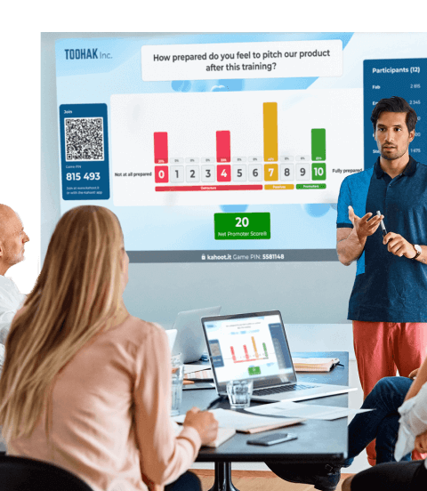 Presenter using Kahoot! to conduct Sales training