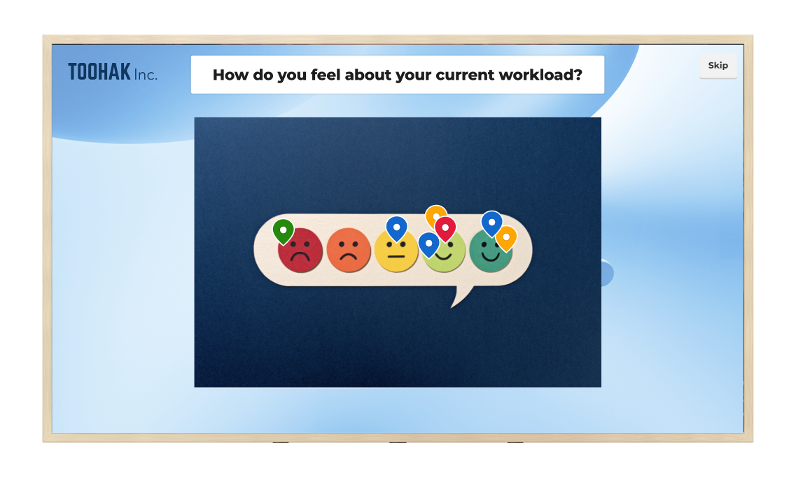 A monitor displaying a live Kahoot! feedback session for 